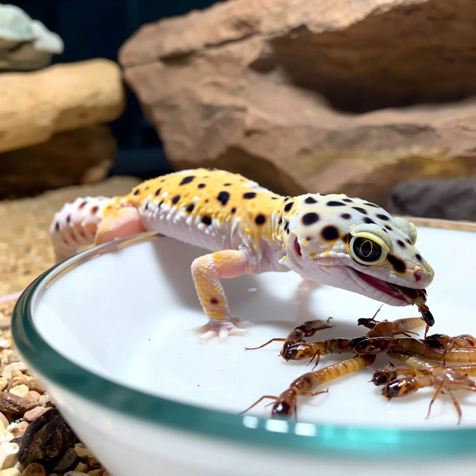 Leopard gecko feeding schedule by age – hatchling eating cricket