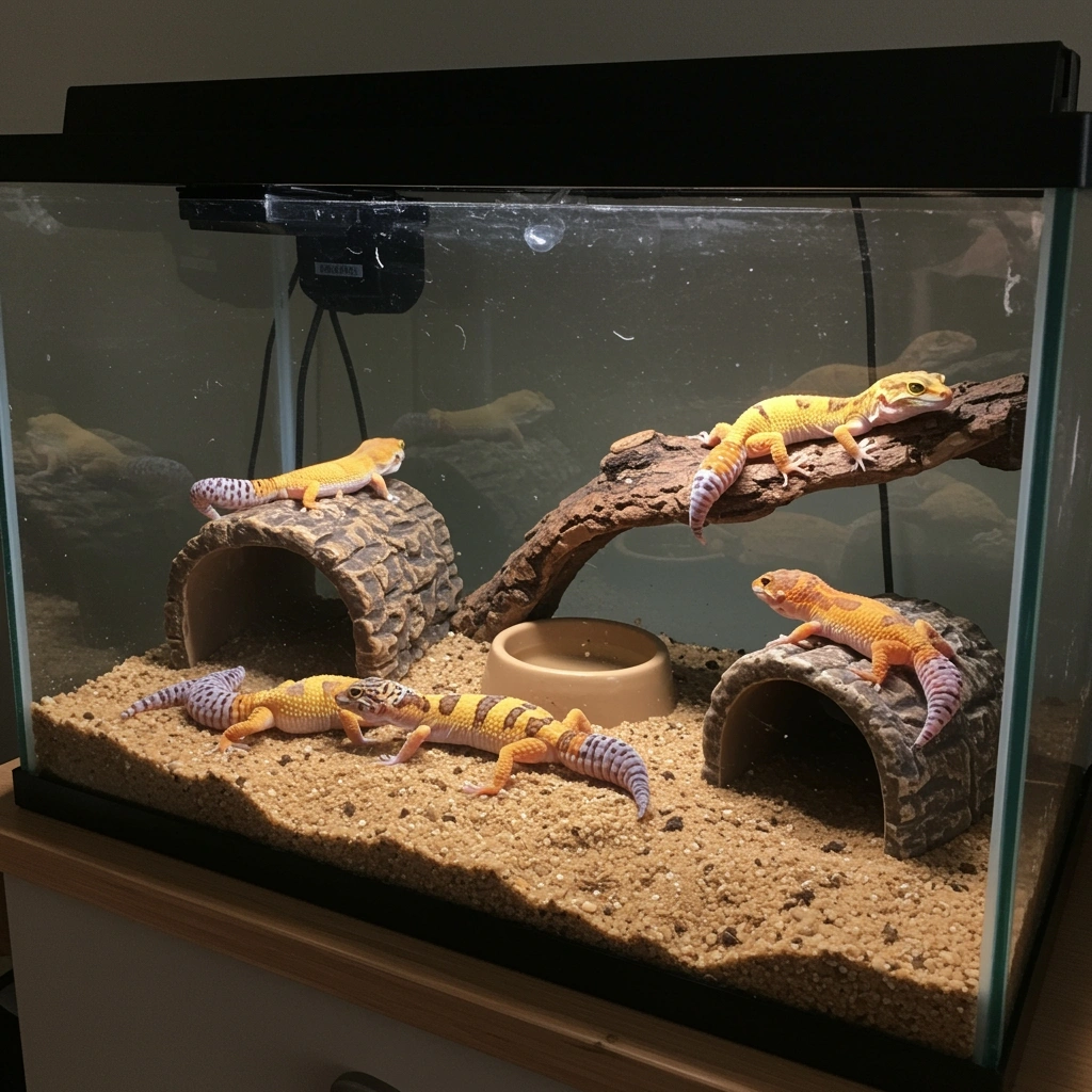 leopard gecko glass tank setup