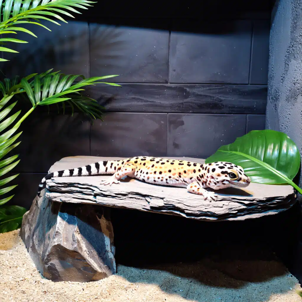 Leopard Gecko Tank Layouts That Mimic Their Natural Habitat 1 Rocky desert leopard gecko tank layout