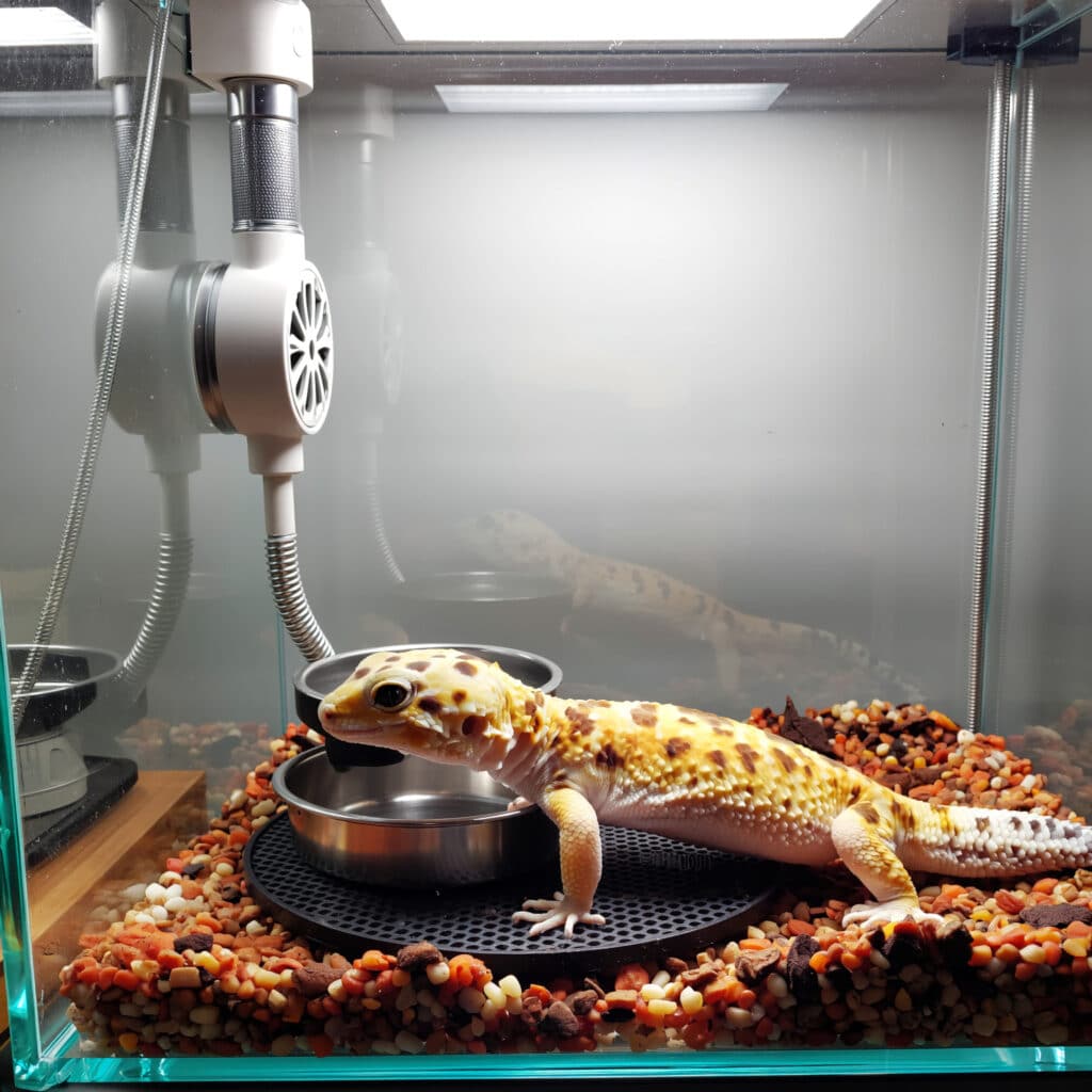 The Complete Leopard Gecko Care Guide for Beginner 1 Leopard gecko tank setup with heating and hides