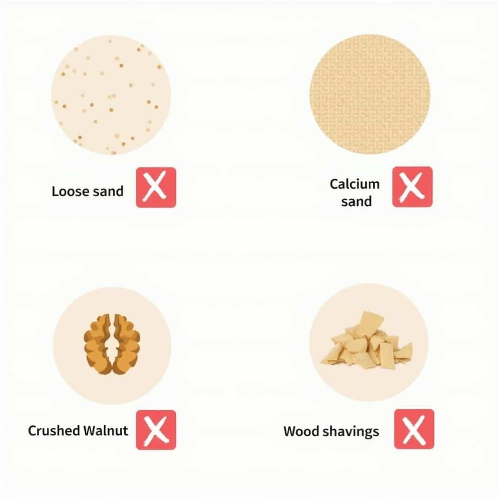 Unsafe substrates for leopard geckos