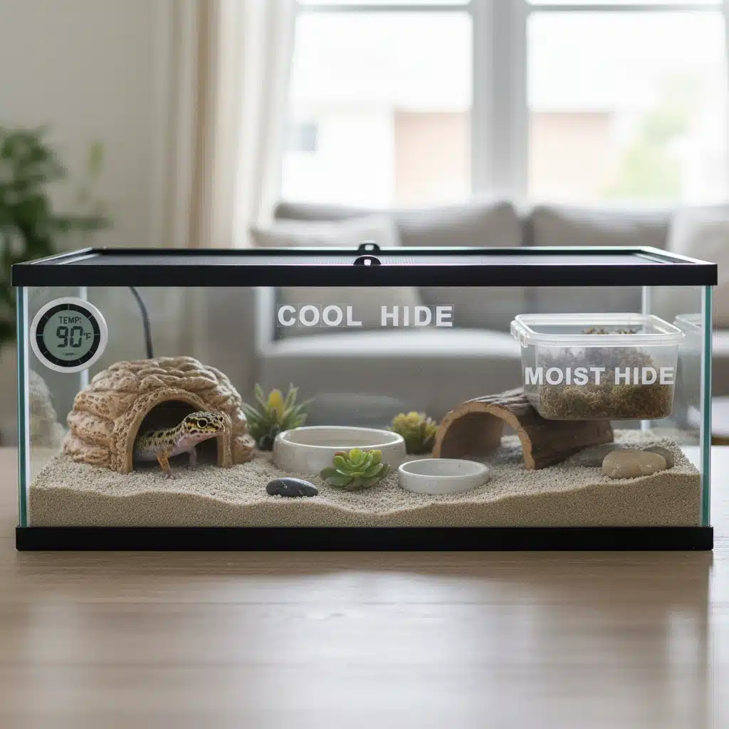 Leopard Gecko Tank Size by Age — Complete Sizing Guide for Every Stage 1 Baby leopard gecko 10–15 gallon setup
