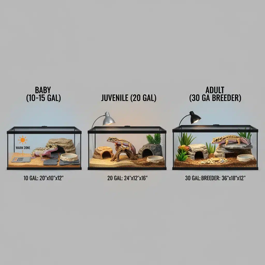 Leopard Gecko Tank Size by Age — Complete Sizing Guide for Every Stage
