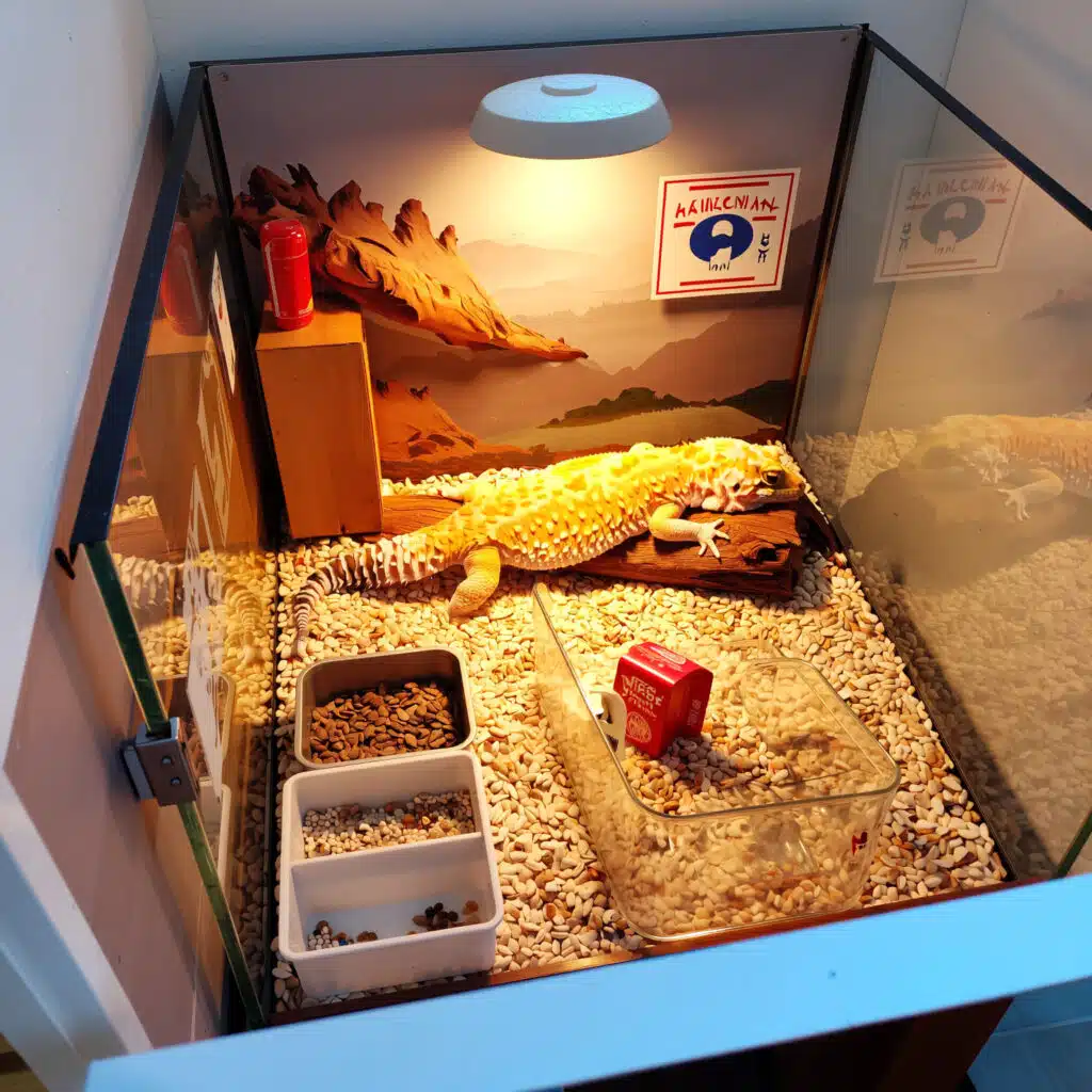 Leopard Gecko Tank Décor Basics (2025 Safe & Natural Setup Ideas) 1 Leopard gecko tank layout showing warm, moist, and cool zones